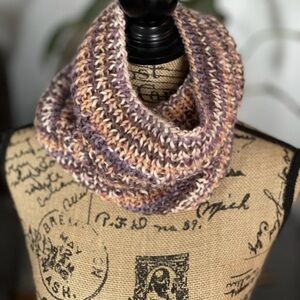 Soft Pink and Purple Blend Knit Cowl Neck Scarf